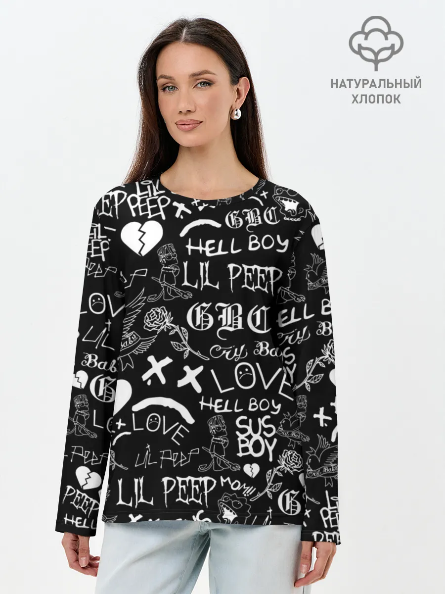 Лонгслив женский. Хлопок / LIL PEEP LOGOBOMBING | ЛИЛ ПИП