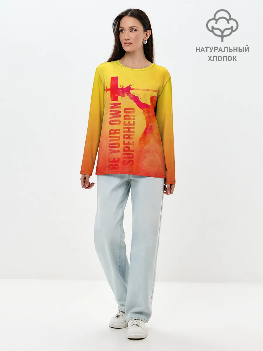 Лонгслив женский. Хлопок / Be your own Superhero