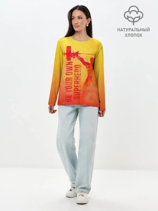 Лонгслив женский. Хлопок / Be your own Superhero