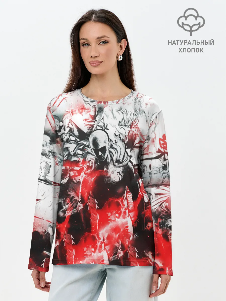 Лонгслив женский. Хлопок / One-Punch Man Collage