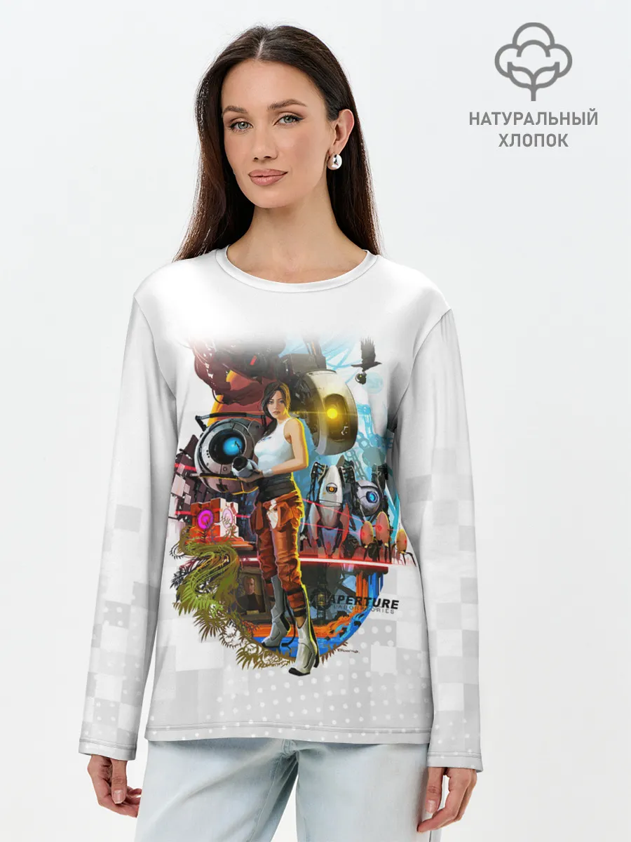 Лонгслив женский. Хлопок / PORTAL 2 | ПОРТАЛ 2 ЧЕЛЛ