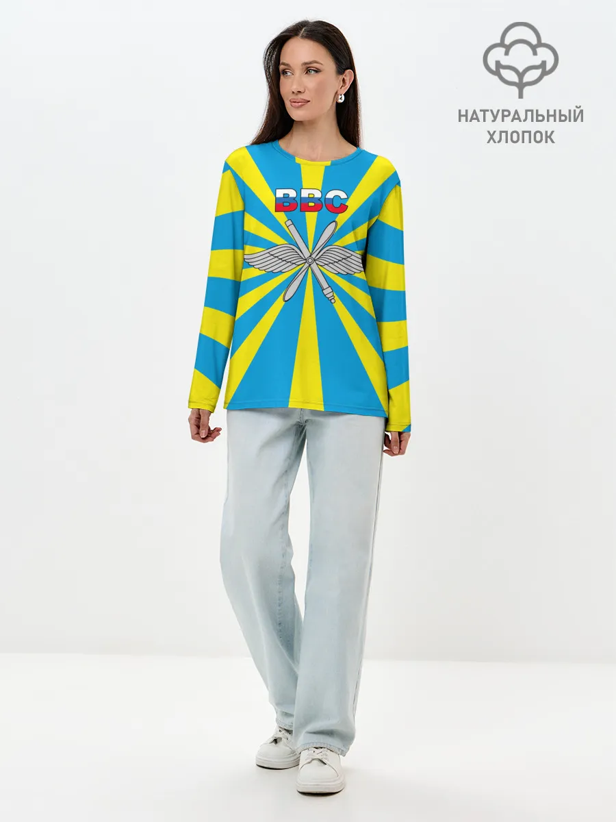 Лонгслив женский. Хлопок / Флаг ВВС