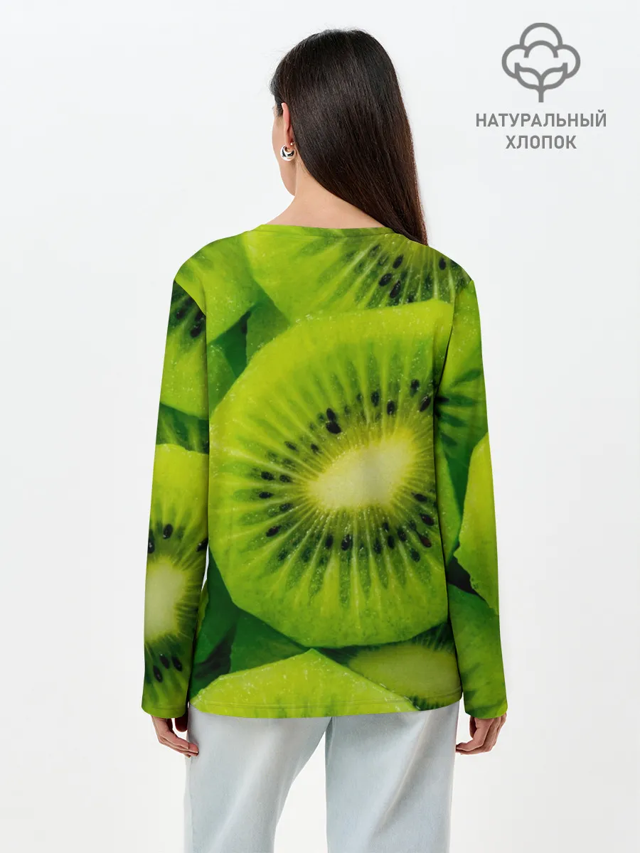 Лонгслив женский. Хлопок / Зеленый киви
