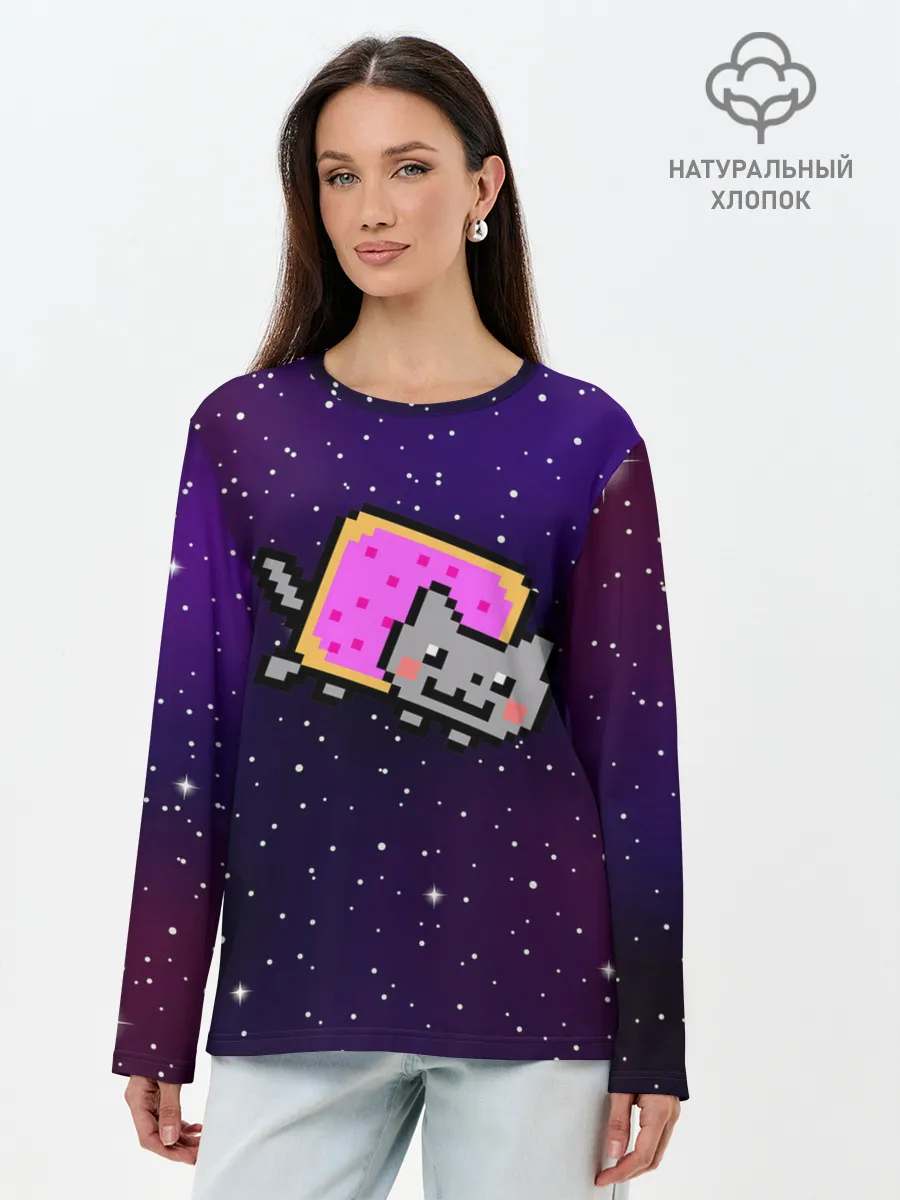 Лонгслив женский. Хлопок / Nyan Cat