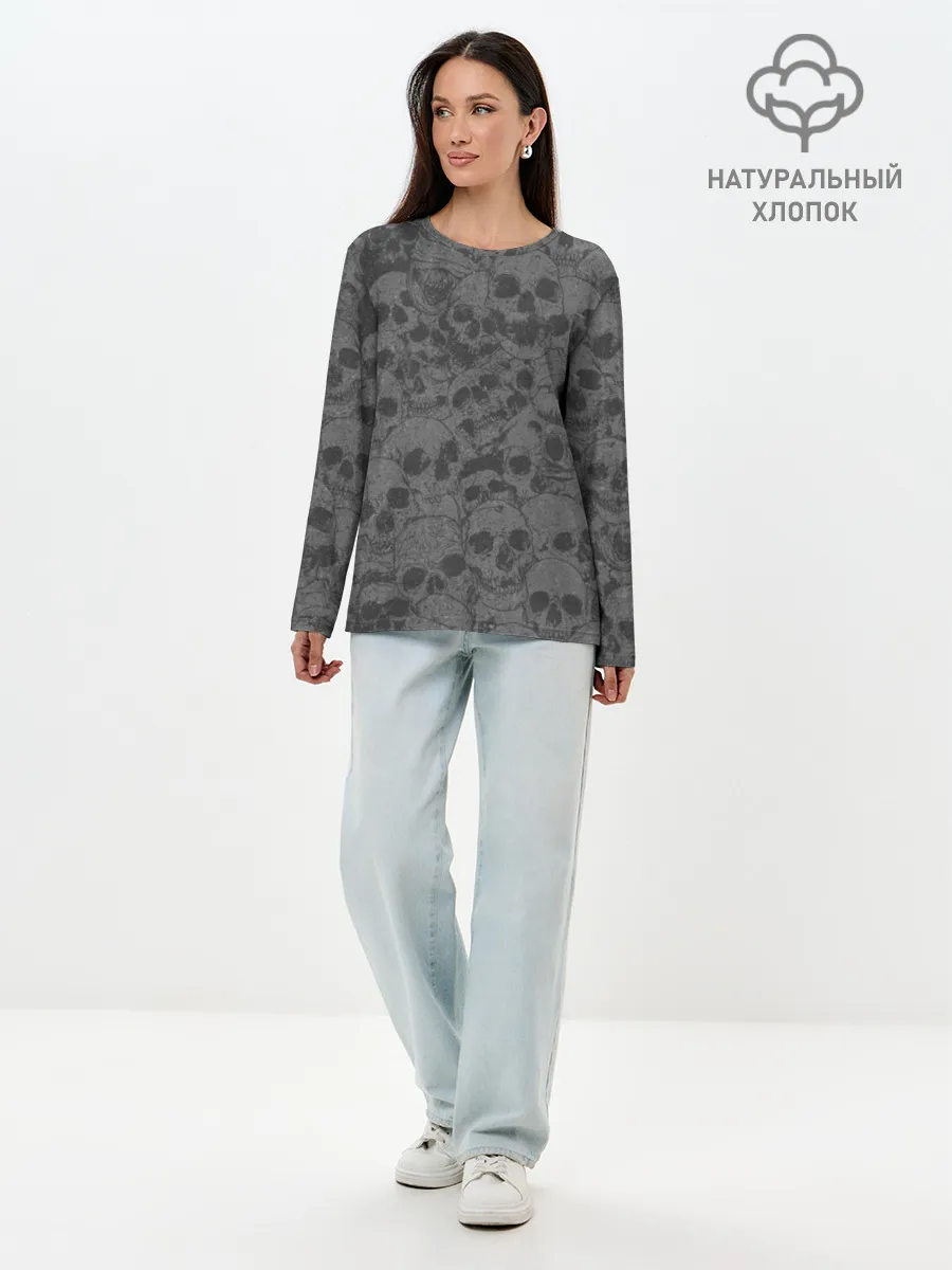 Лонгслив женский. Хлопок / Skull