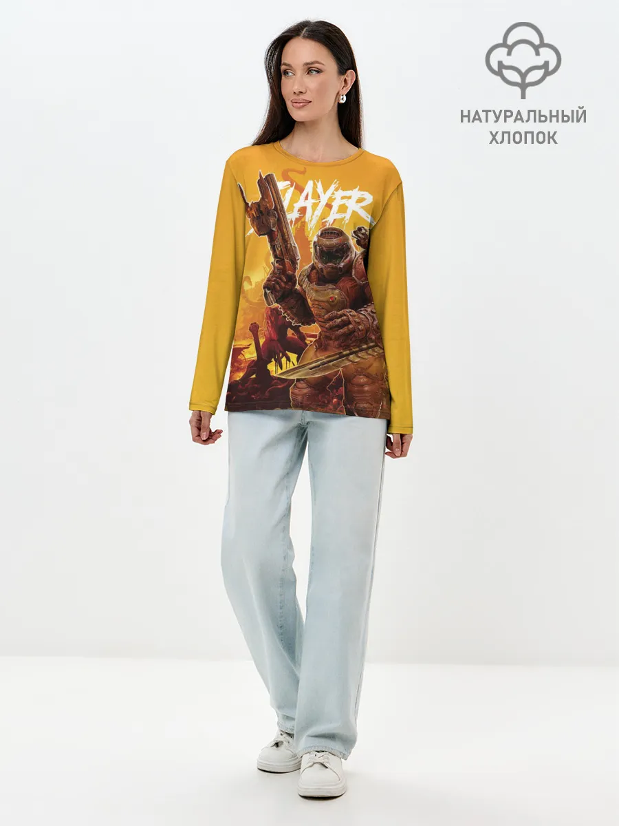 Лонгслив женский. Хлопок / Doom Slayer