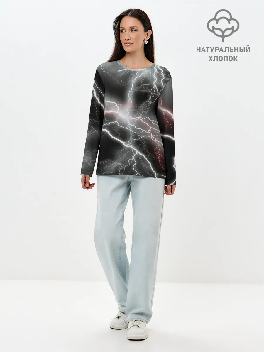 Лонгслив женский. Хлопок / молния