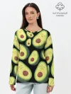 Лонгслив женский. Хлопок / Авокадо паттерн