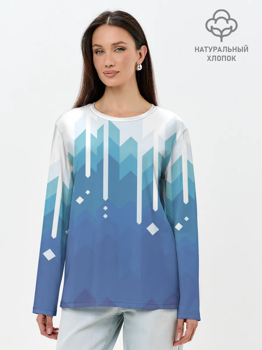 Лонгслив женский. Хлопок / Пиксельные сливки