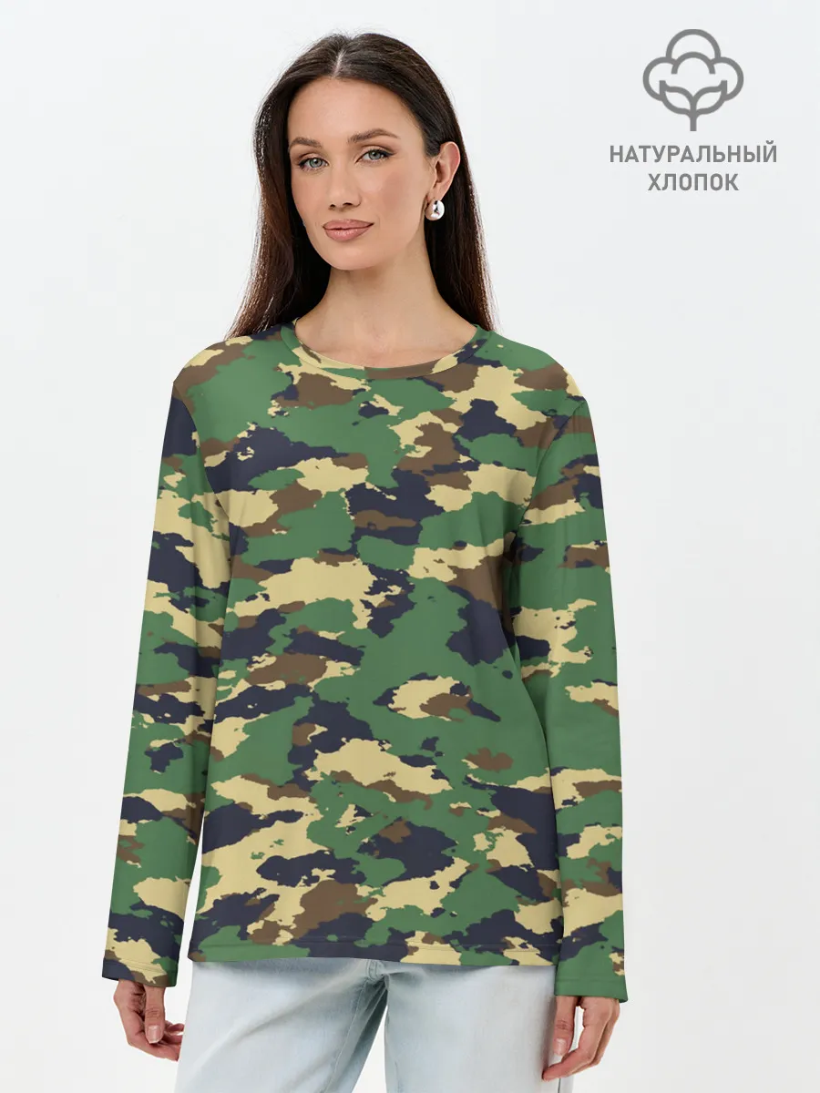 Лонгслив женский. Хлопок / КАМУФЛЯЖ