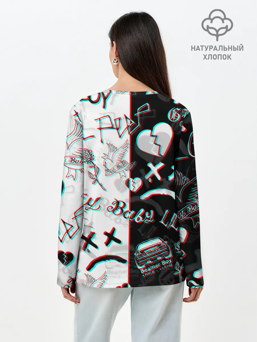 Лонгслив женский. Хлопок / LIL PEEP GLITCH | ЛИЛ ПИП ГЛИТЧ