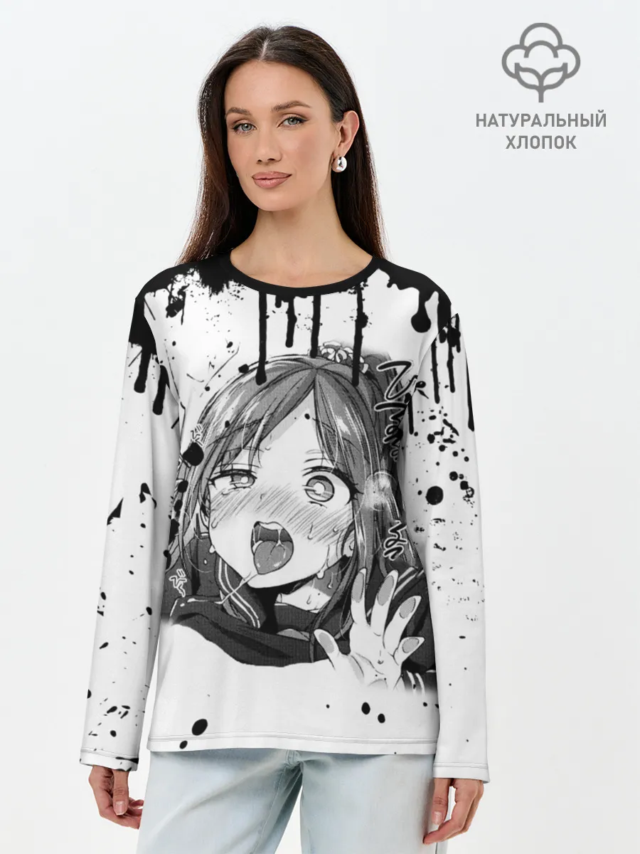Лонгслив женский. Хлопок / АХЕГАО с подтёками