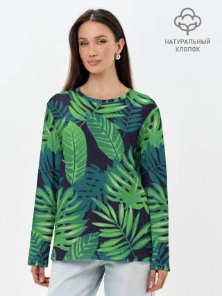 Лонгслив женский. Хлопок / Тропики