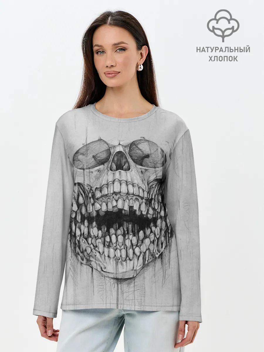 Лонгслив женский. Хлопок / Dentist skull