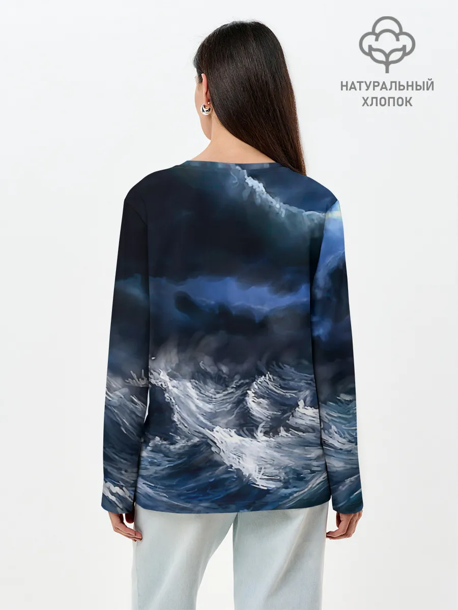 Лонгслив женский. Хлопок / Военно-морской флот