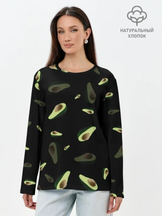 Лонгслив женский. Хлопок / Авокадо