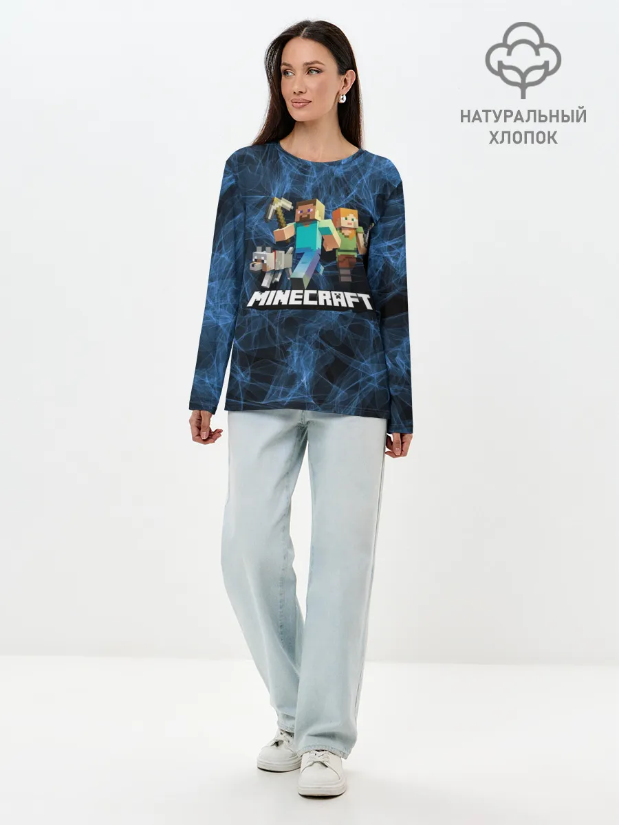 Лонгслив женский. Хлопок / Minecraft / Майнкрафт