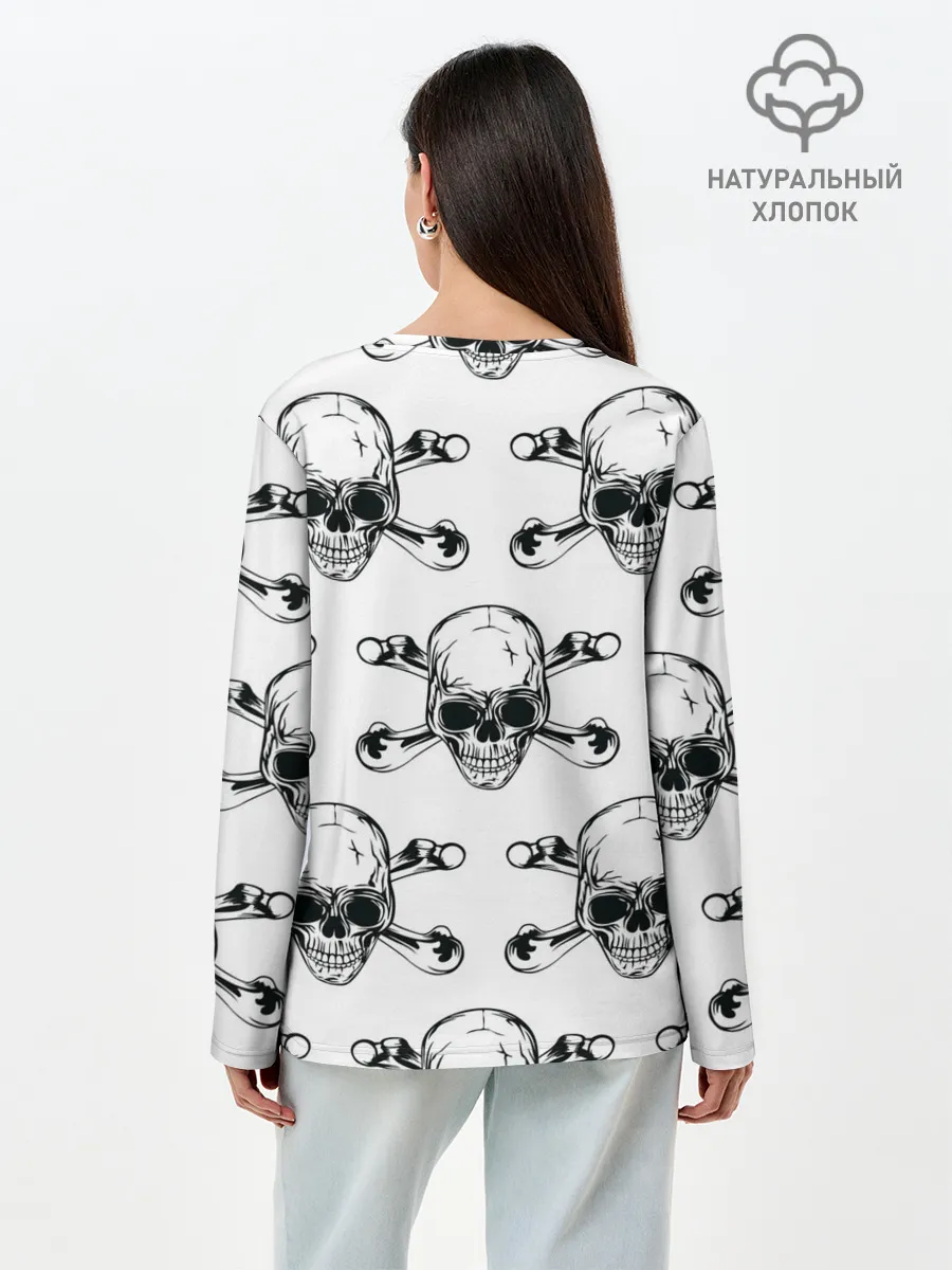 Лонгслив женский. Хлопок / Череп и кости
