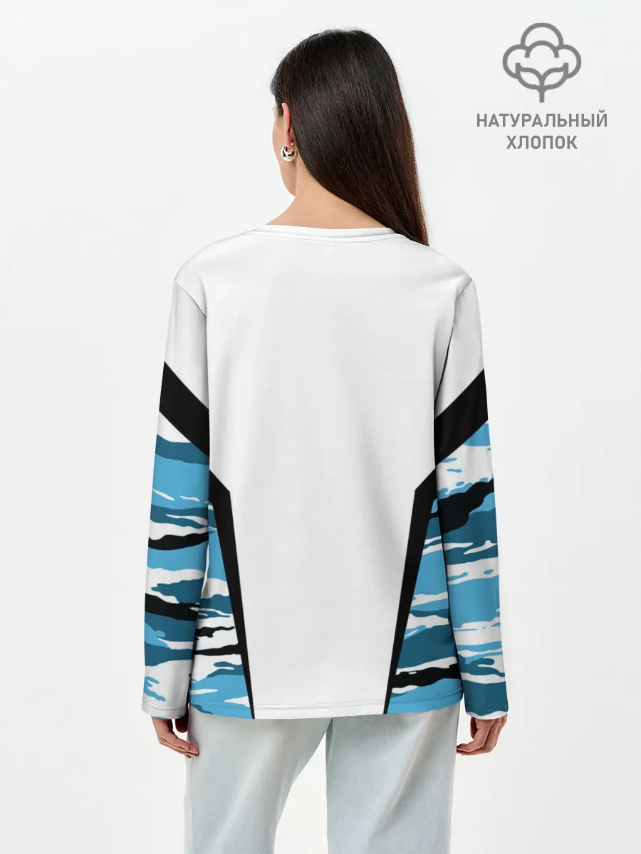 Лонгслив женский. Хлопок / ВМФ России камуфляж