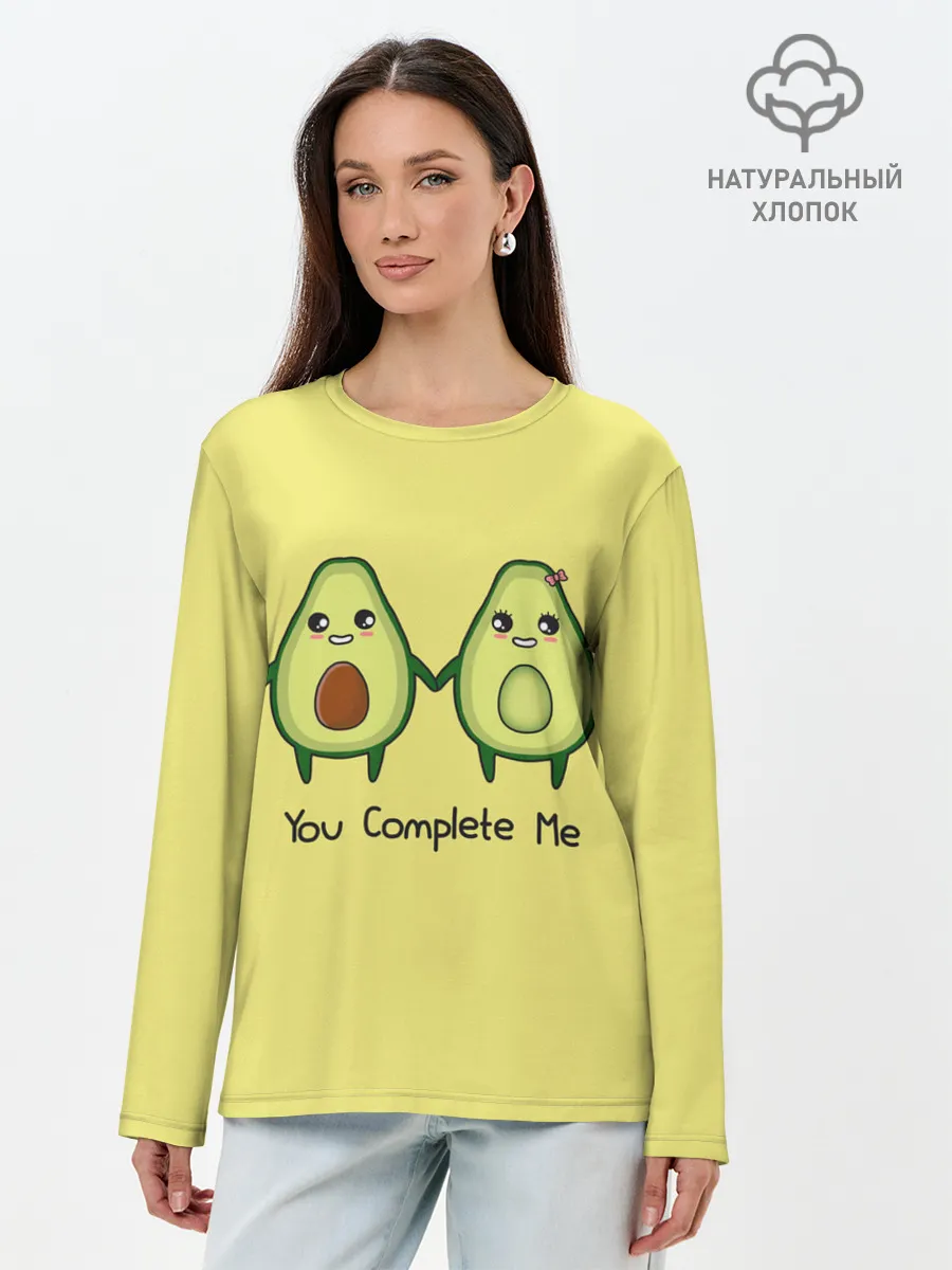 Лонгслив женский. Хлопок / Авокадо