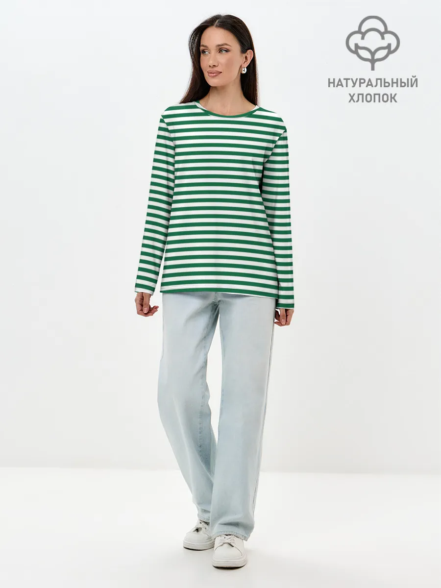 Лонгслив женский. Хлопок / Тельняшка пограничных войск