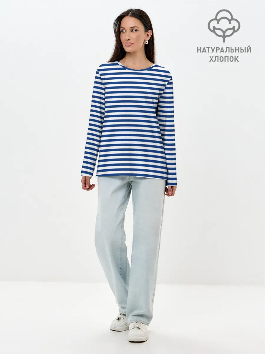 Лонгслив женский. Хлопок / Тельняшка ВМФ