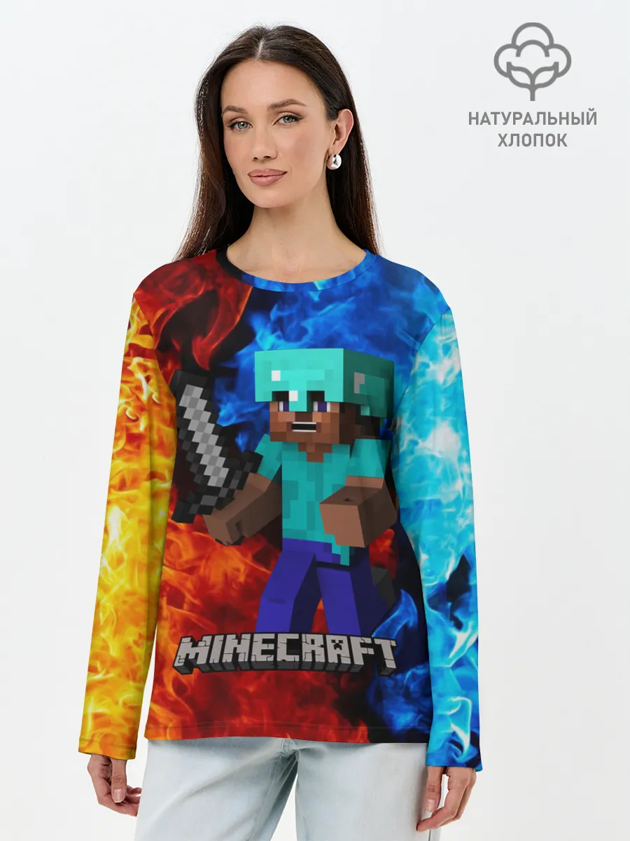 Лонгслив женский. Хлопок / MINECRAFT