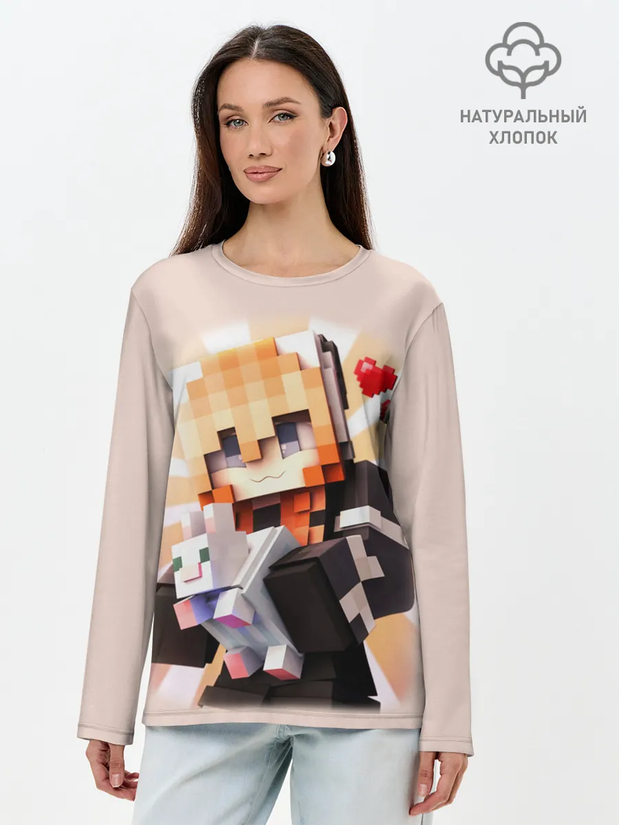 Лонгслив женский. Хлопок / MINECRAFT