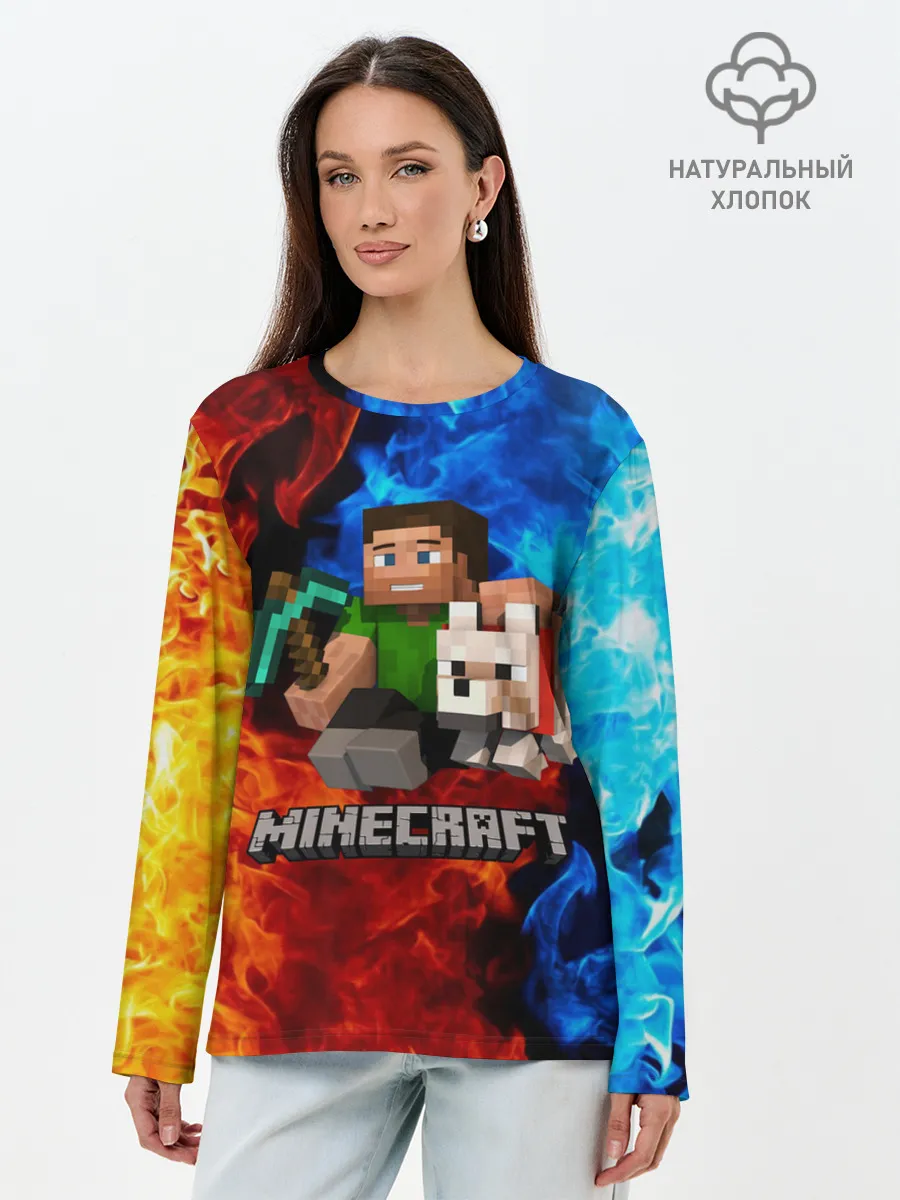 Лонгслив женский. Хлопок / MINECRAFT
