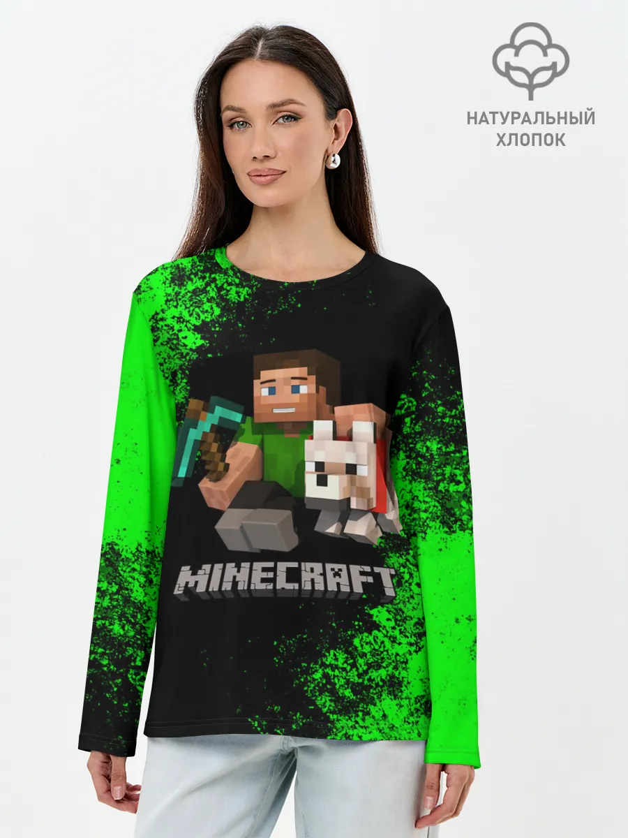 Лонгслив женский. Хлопок / MINECRAFT