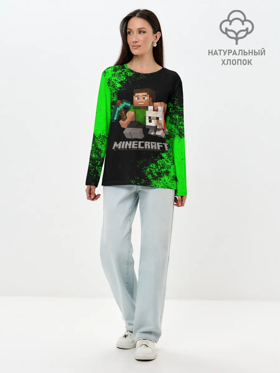 Лонгслив женский. Хлопок / MINECRAFT