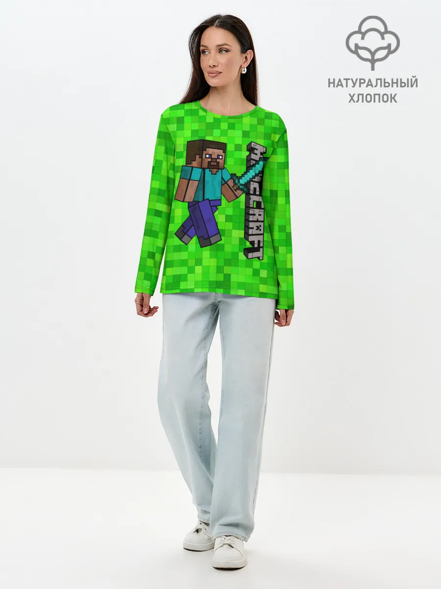 Лонгслив женский. Хлопок / MINECRAFT