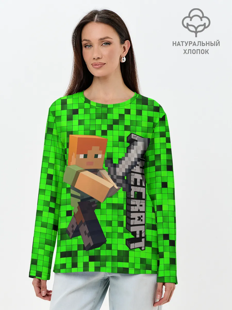 Лонгслив женский. Хлопок / MINECRAFT