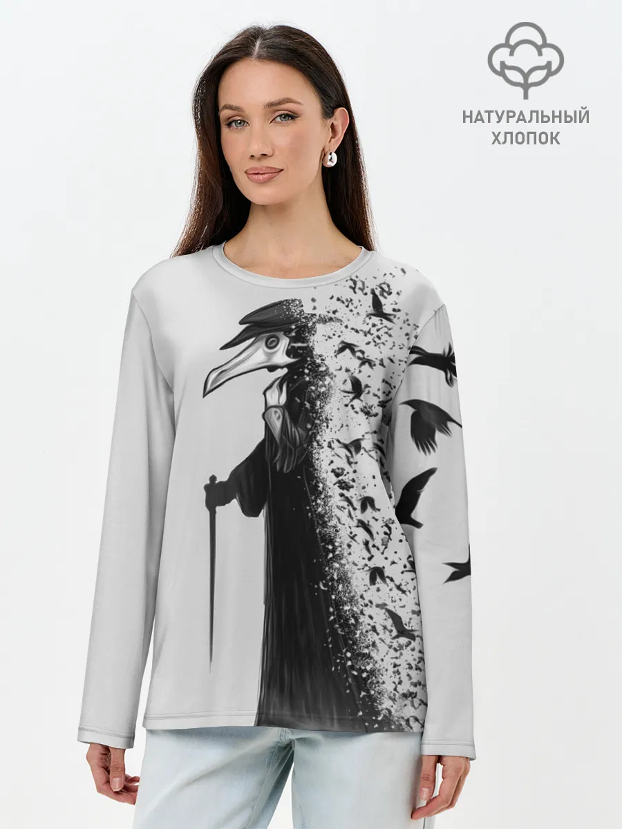 Лонгслив женский. Хлопок / Чумной доктор