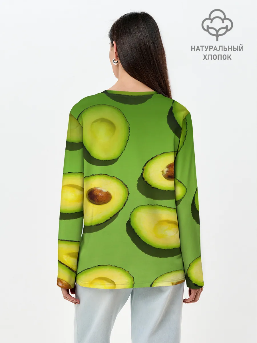 Лонгслив женский. Хлопок / АВАКАДО ПАТТЕРН.
