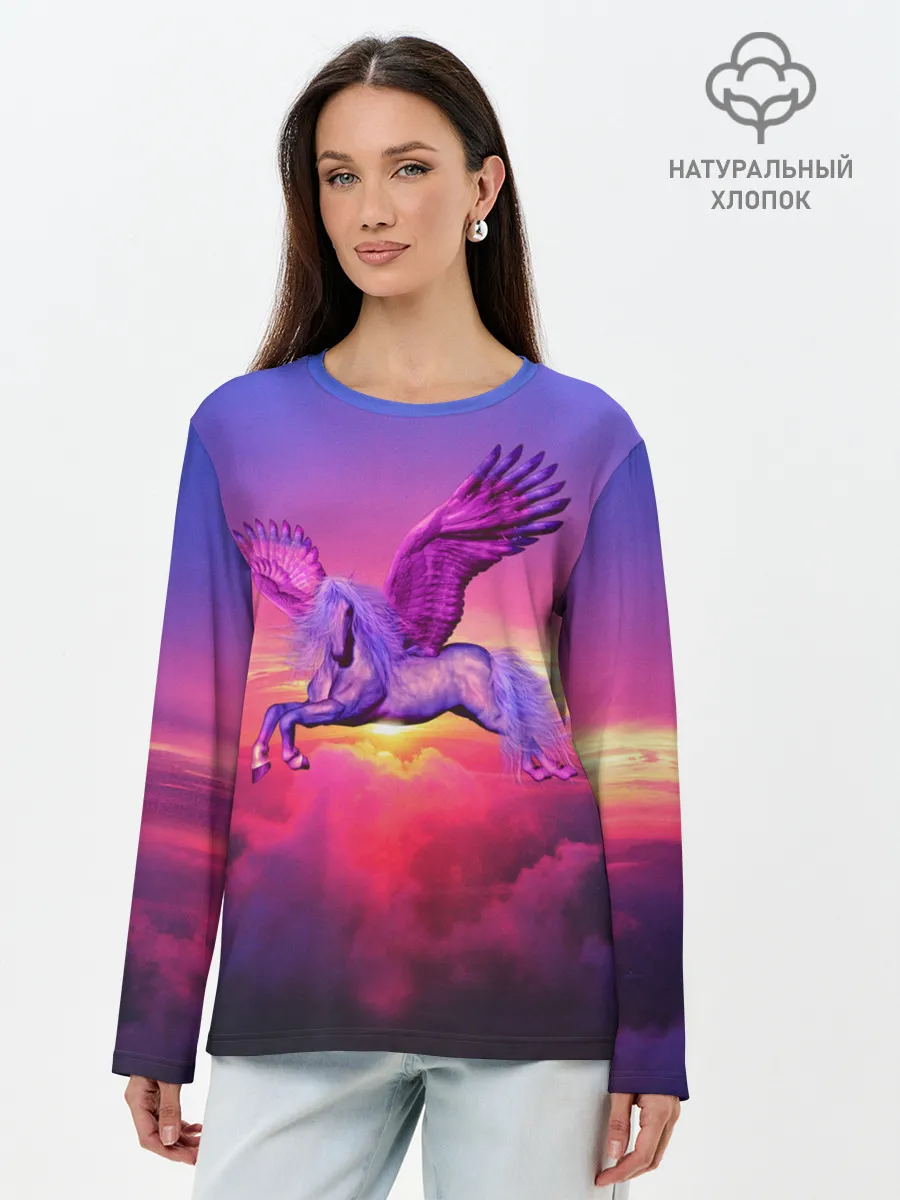 Лонгслив женский. Хлопок / Dusk Sky Horse