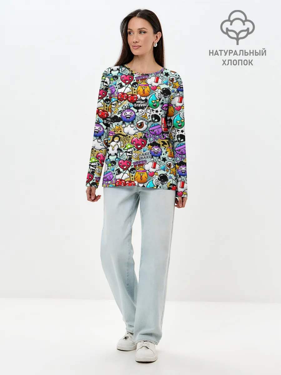 Лонгслив женский. Хлопок / Stickerboom