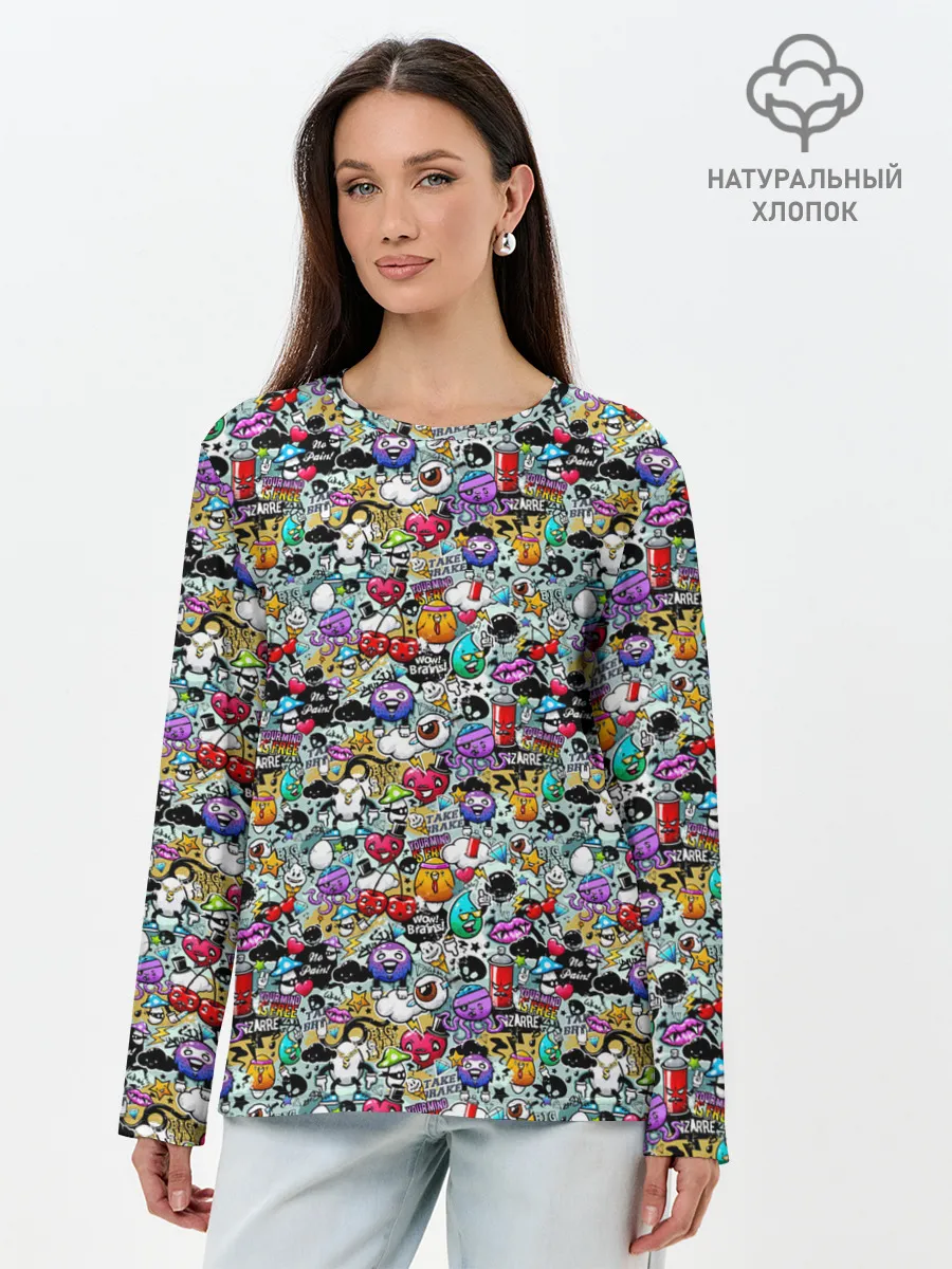 Лонгслив женский. Хлопок / Stickerboom