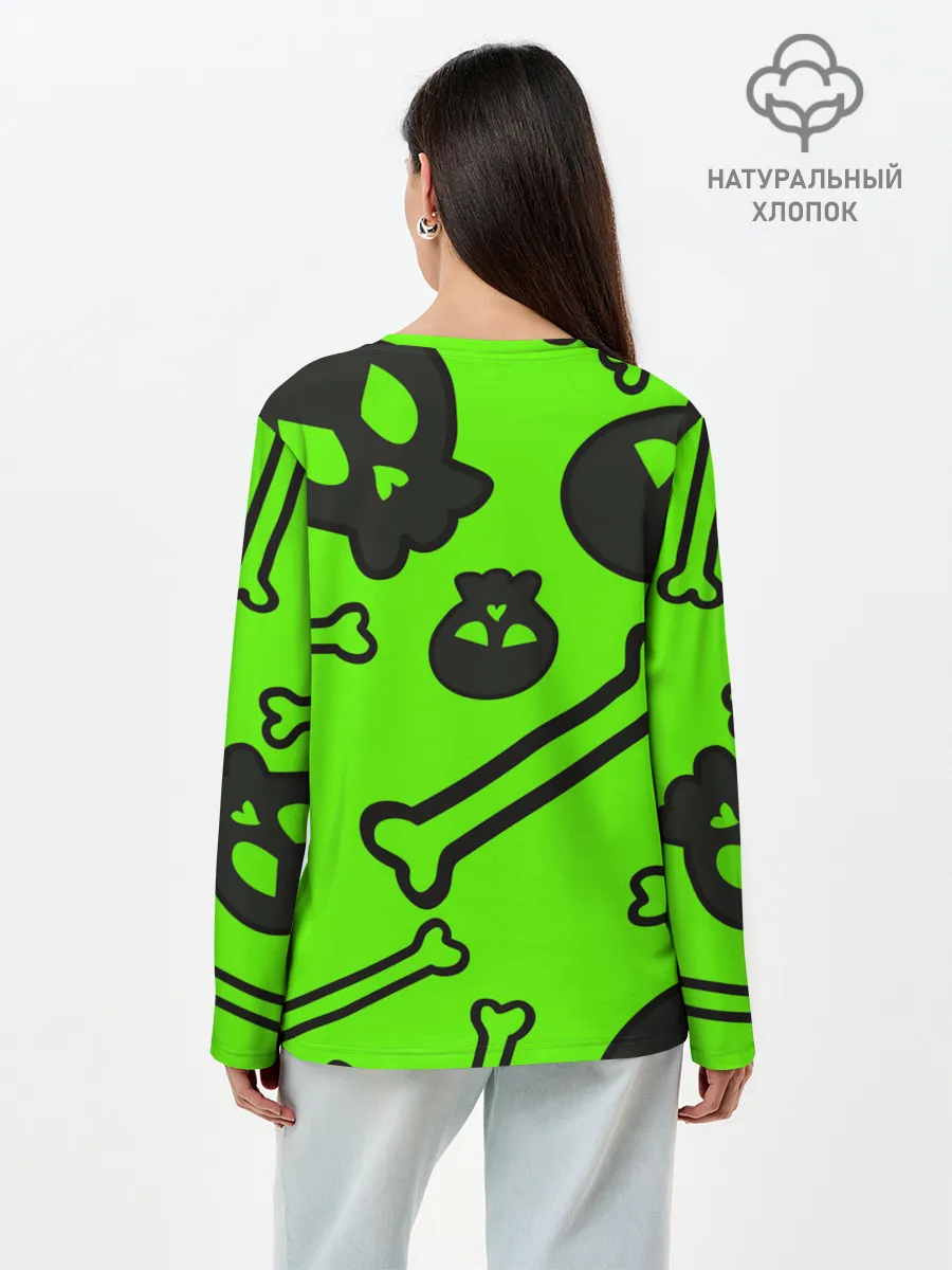 Лонгслив женский. Хлопок / Черепа