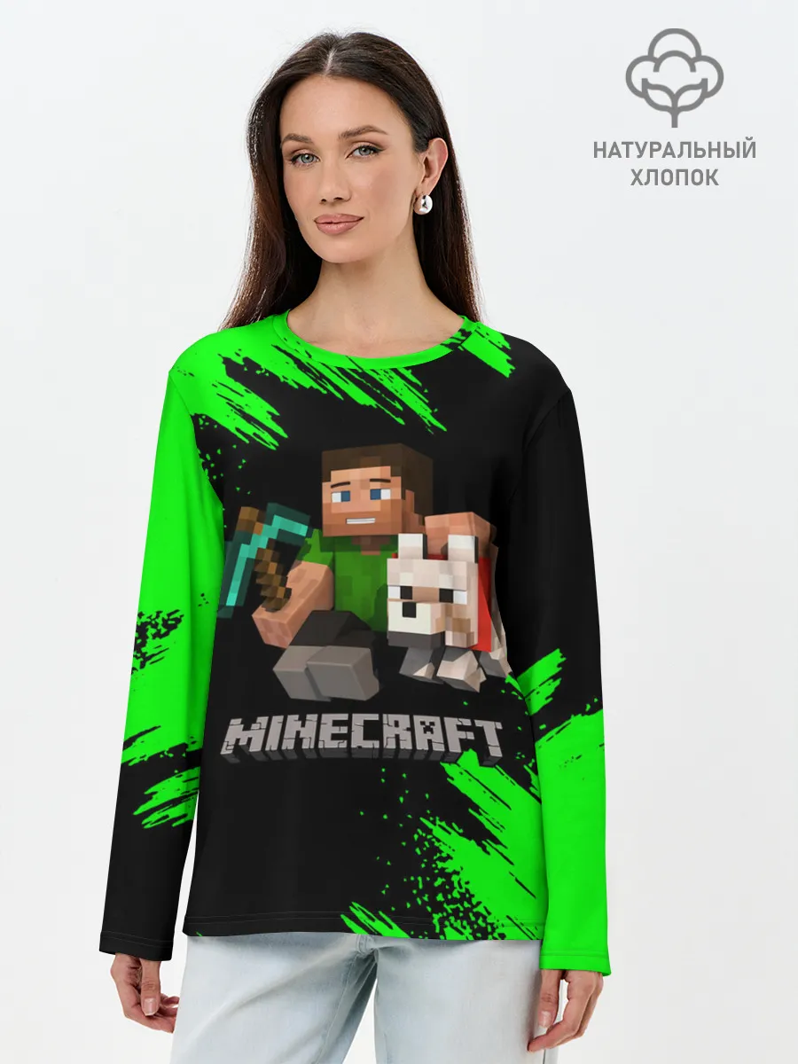 Лонгслив женский. Хлопок / MINECRAFT