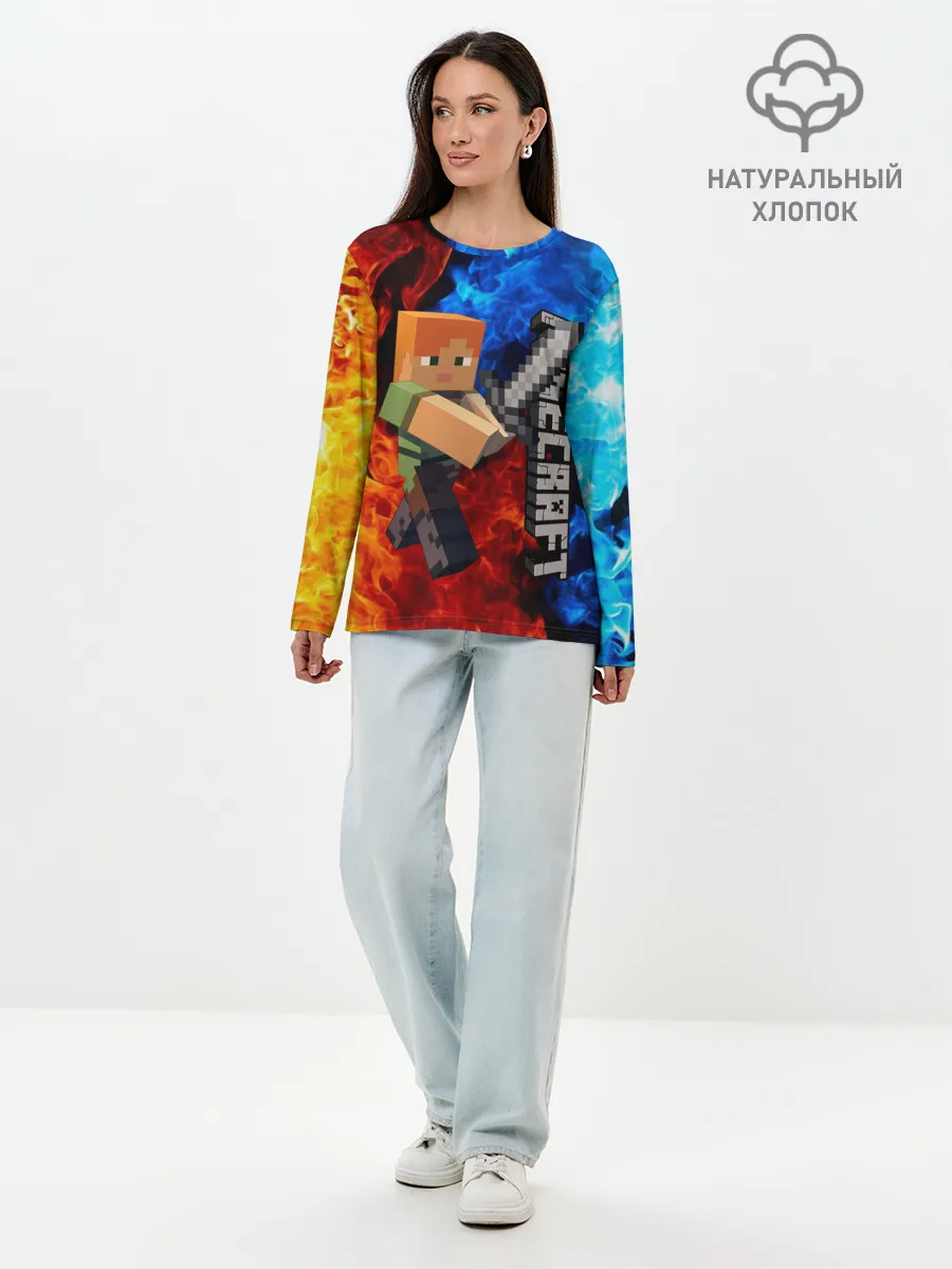 Лонгслив женский. Хлопок / MINECRAFT
