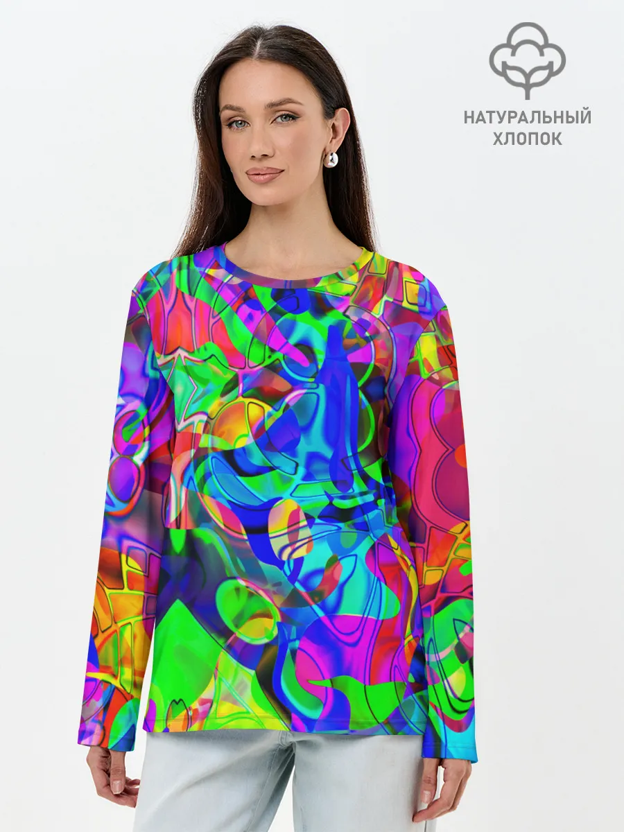 Лонгслив женский. Хлопок / НЕОНОВЫЕ КРАСКИ