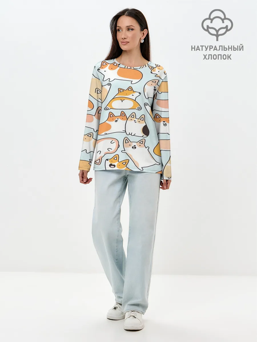 Лонгслив женский. Хлопок / Корги