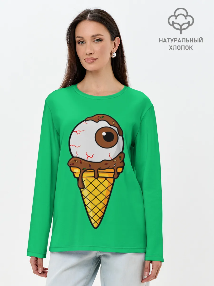 Лонгслив женский. Хлопок / Мороженое с глазом