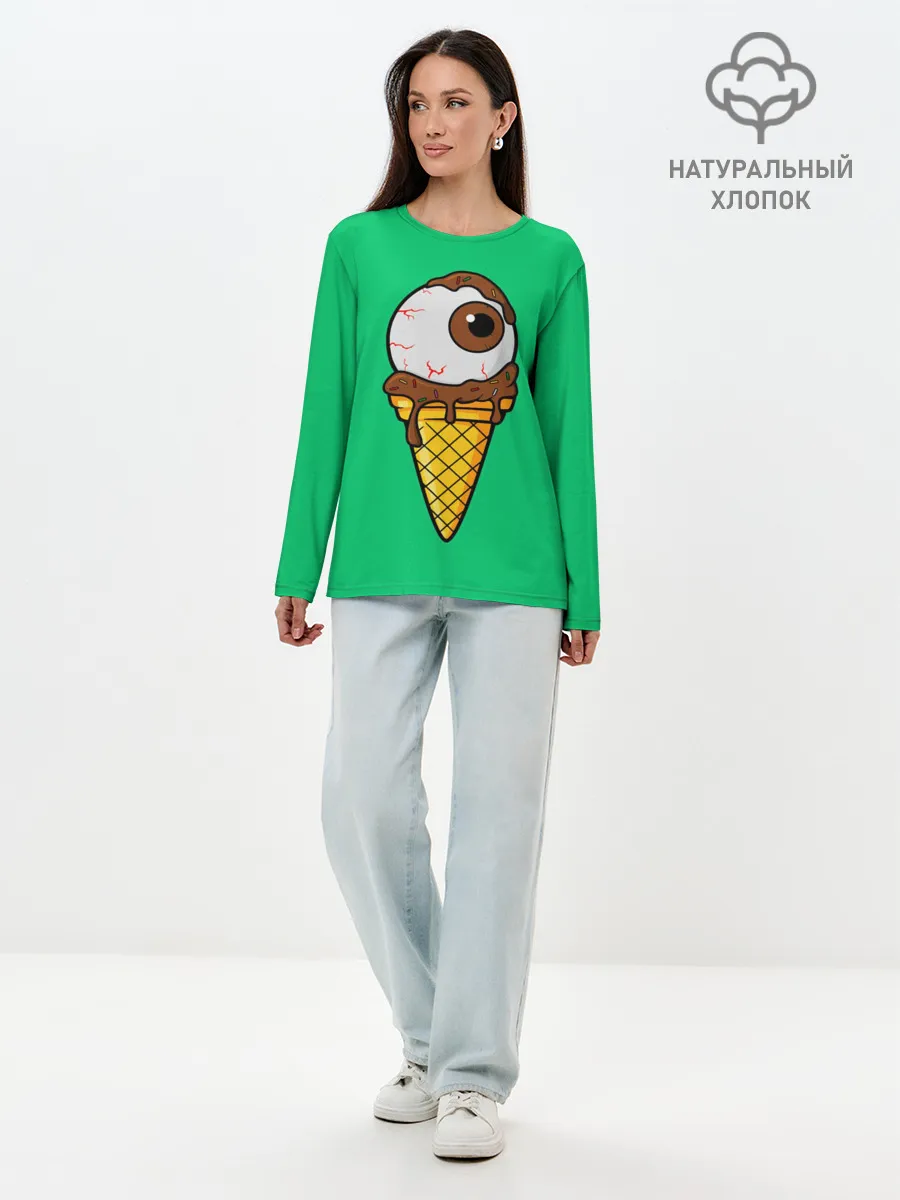 Лонгслив женский. Хлопок / Мороженое с глазом