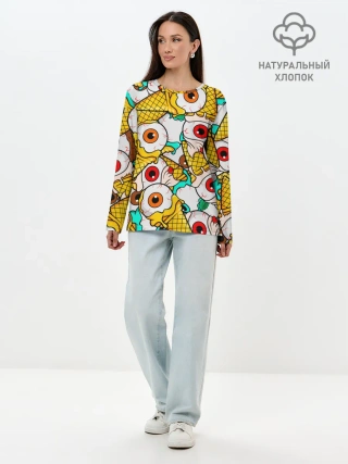 Лонгслив женский. Хлопок / Морожки с глазами