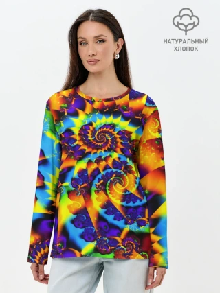Лонгслив женский. Хлопок / TIE-DYE COLOR