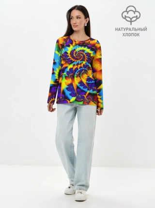 Лонгслив женский. Хлопок / TIE-DYE COLOR