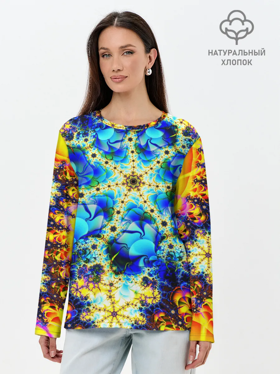 Лонгслив женский. Хлопок / ИЛЛЮЗИЯ ФРАКТАЛОВ