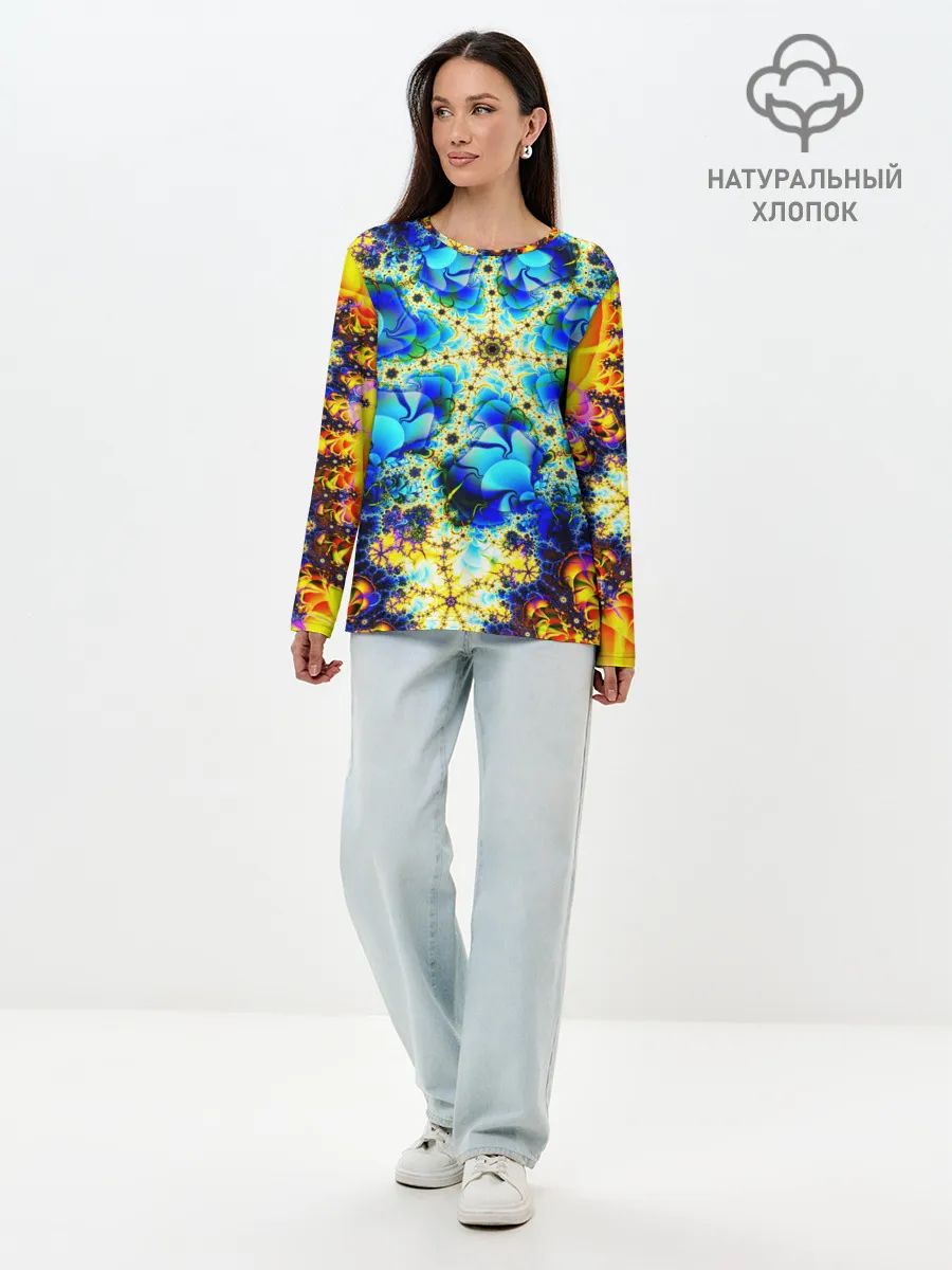 Лонгслив женский. Хлопок / ИЛЛЮЗИЯ ФРАКТАЛОВ
